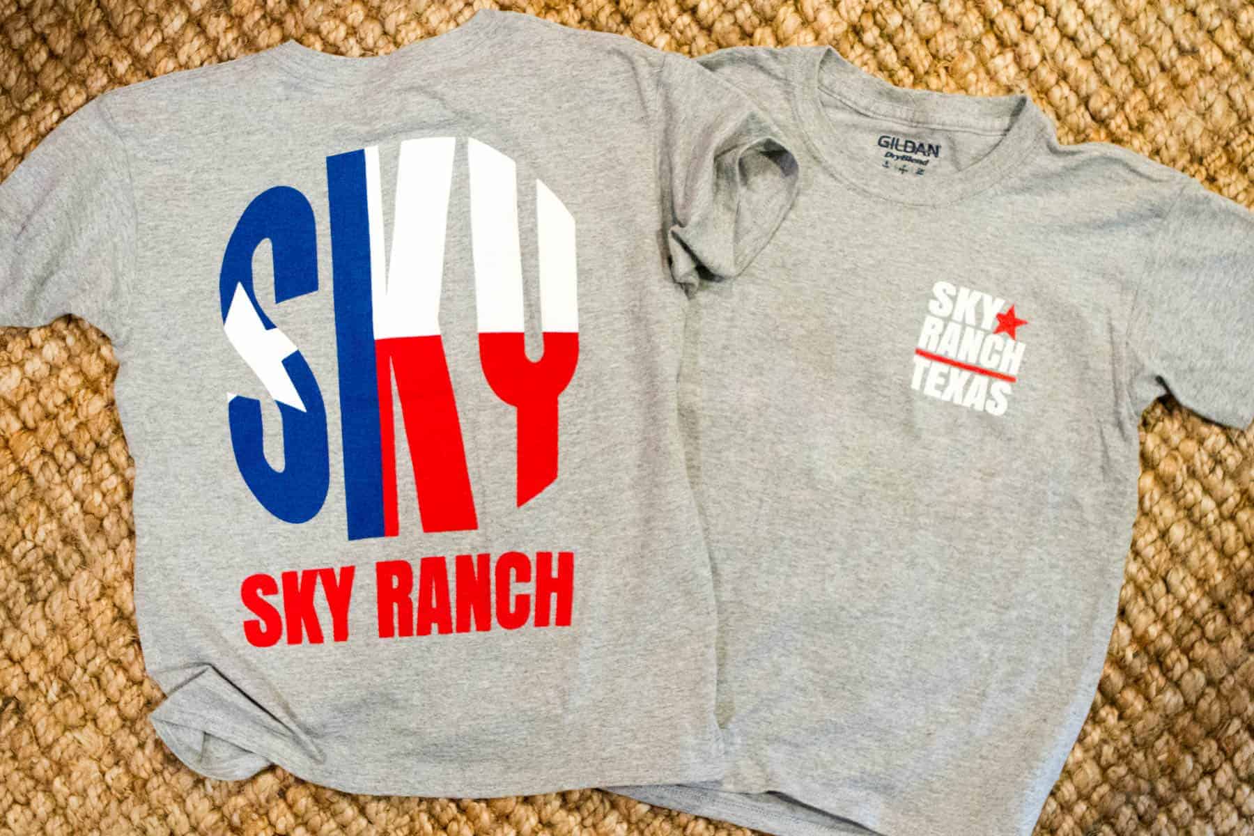 Front and back for Sky Ranch Texas t-shirt