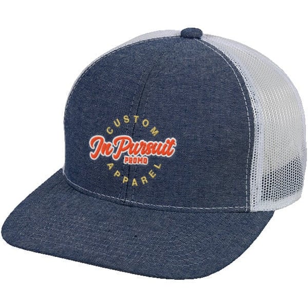 image of design 201 on outdoor cap mbw 800cb heathered navy and white